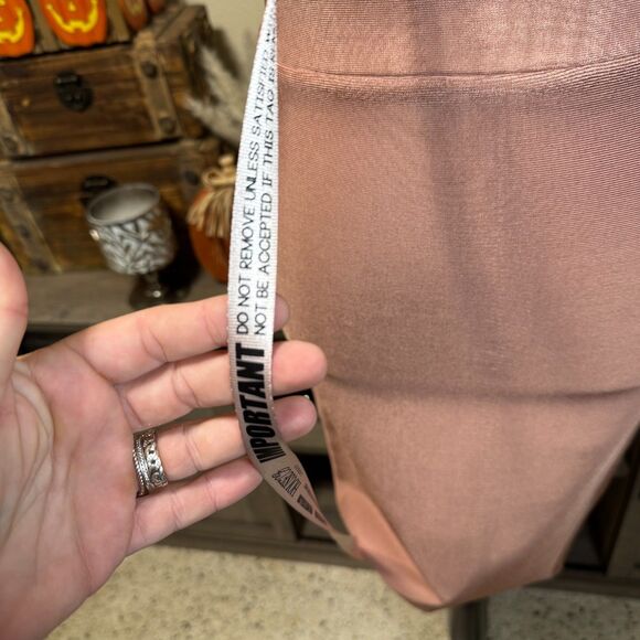 House Of CB Mara Deep Plunge Bandage Midi Dress Blush Size M Bodycon Glam - Picture 4 of 11